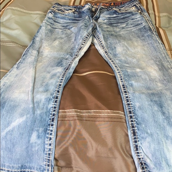 Rock Revival Denim - Acid washed rock revival jeans -hemmed